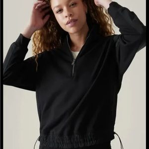 Athleta Triumph Hybrid Half Zip Sweatshirt Black